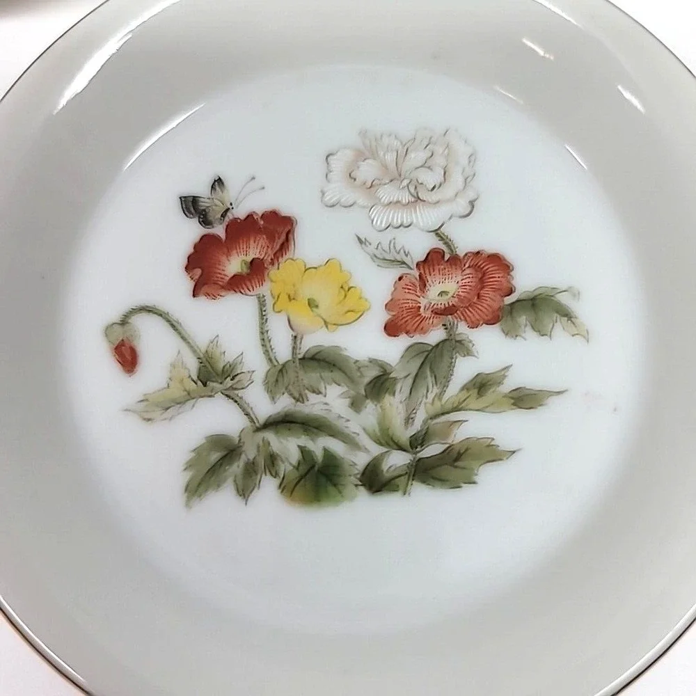Set Of 3 VTG Takahashi San Francisco Gold Rimmed Small Floral Plates Japan